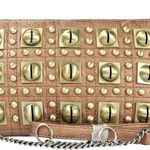 A+ Purse Retro Metal Fringe & Brass Tone Bag Studs